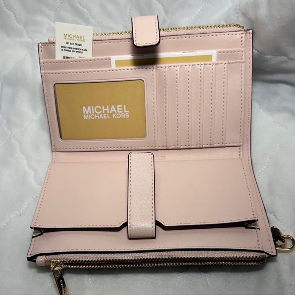 Michael Kors Jetset Brown and Blush Pink Wristlet/Phone Holder - Picture 12 of 15
